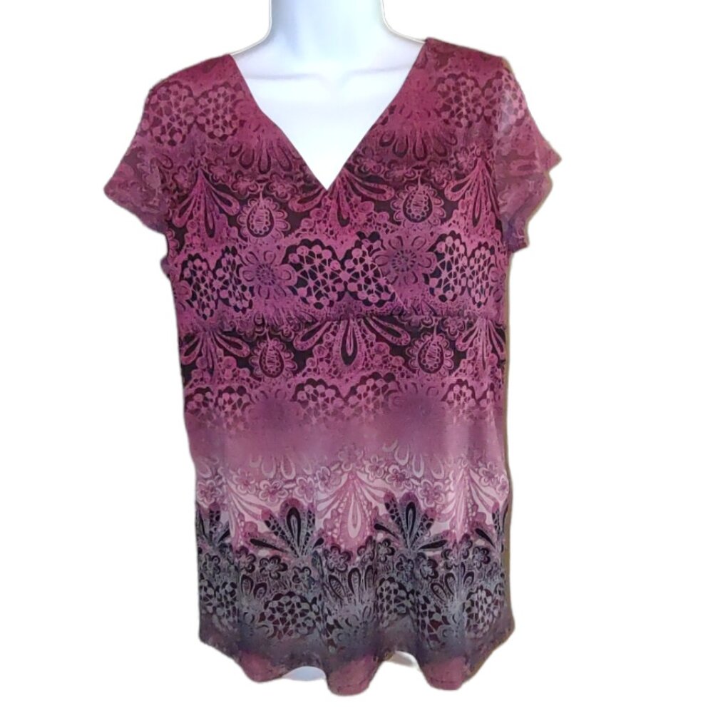 Lizwear Top V-neck Dressy Size L